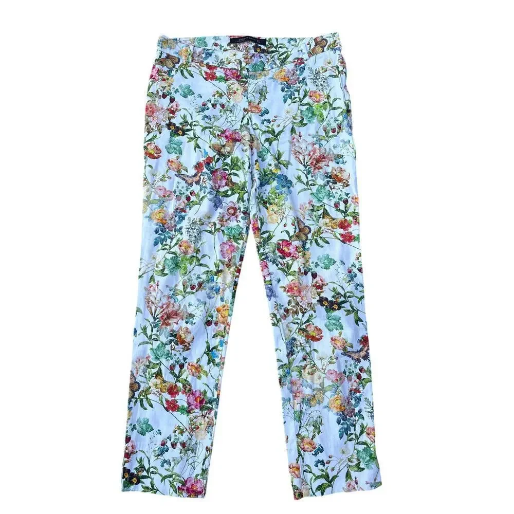 Zara Woman Floral Botanical Print Pants Size S
